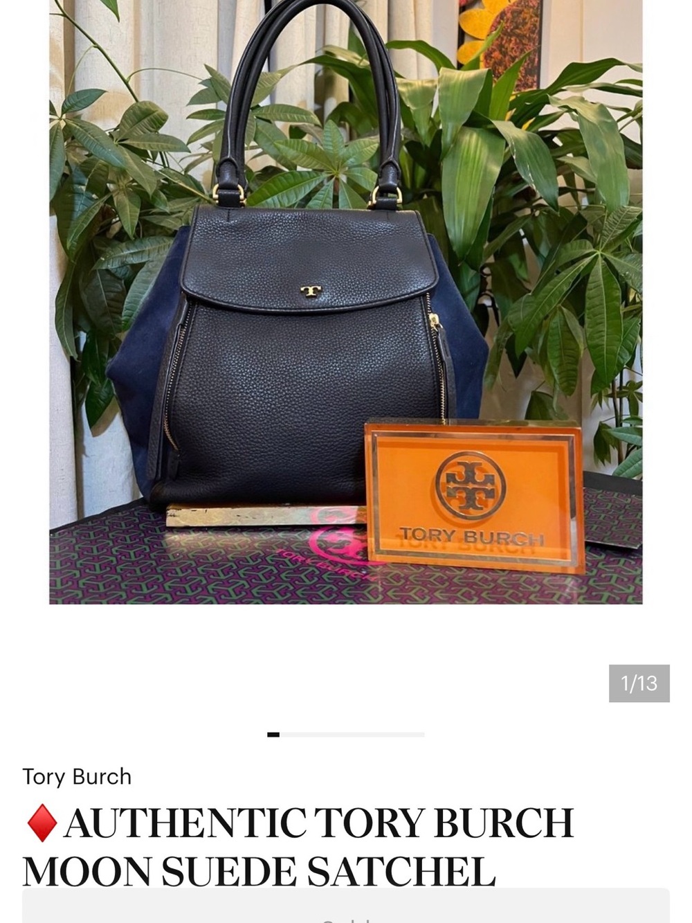 ♦️AUTHENTIC TORY BURCH MOON SUEDE SATCHEL